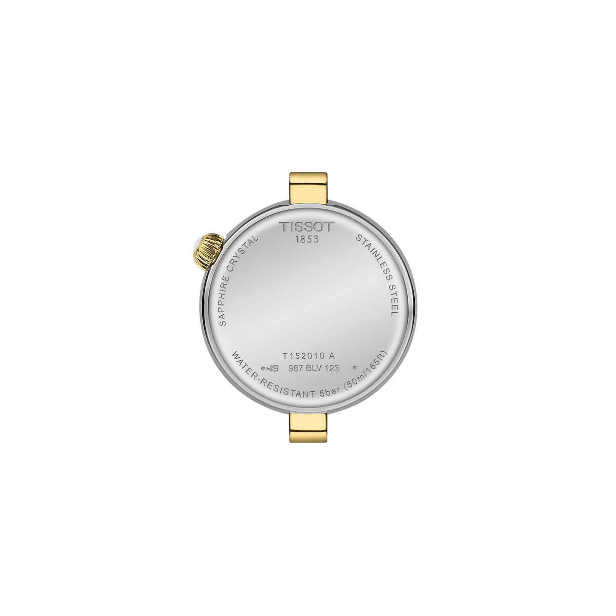view of the caseback revealing the smooth steel finish and solid construction designed for everyday durability and comfort
