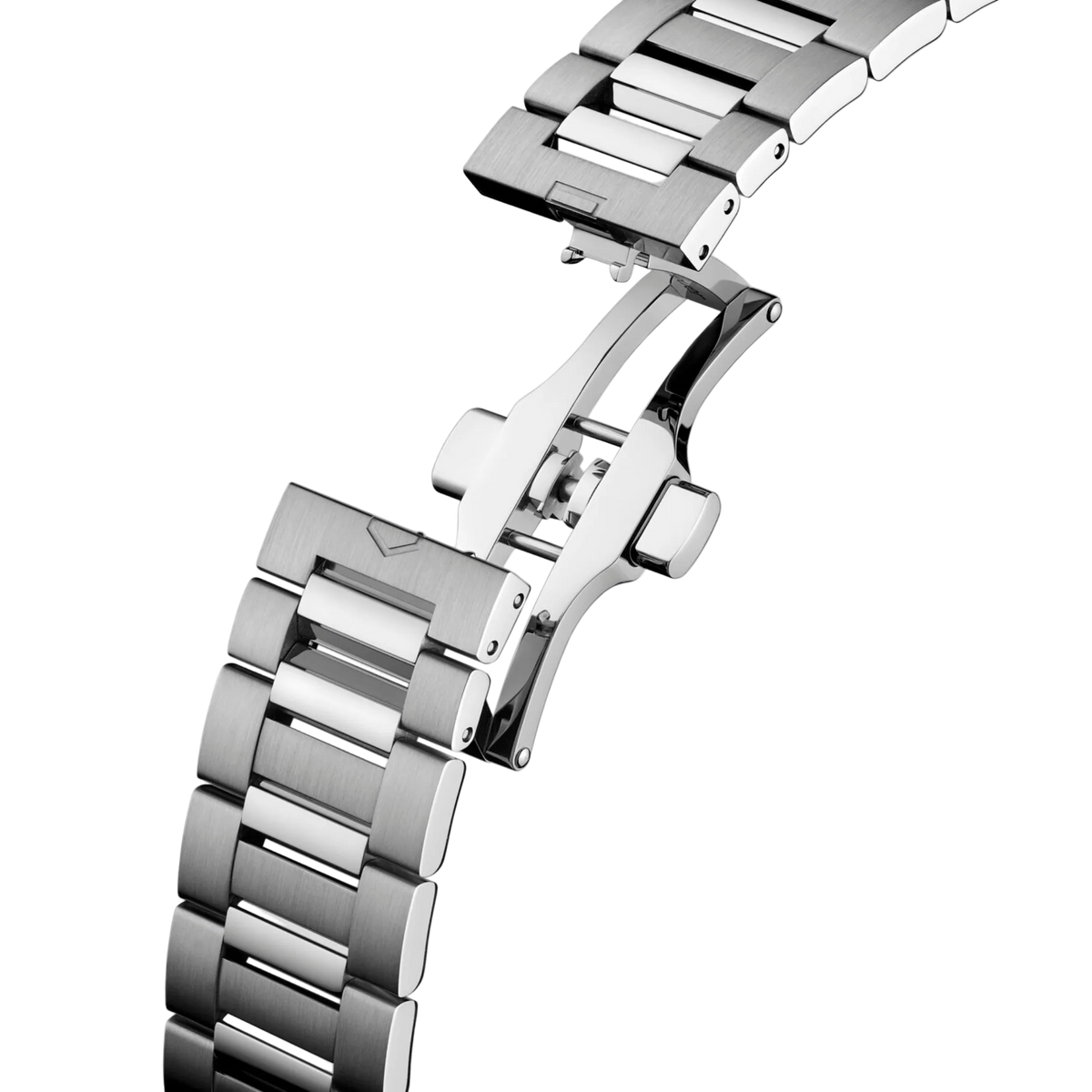 rear view showcasing the stainless steel bracelet with a secure clasp, designed for durability and everyday comfort