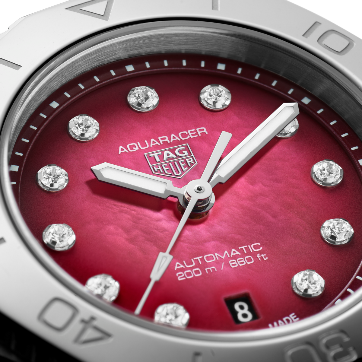 TAG Heuer Aquaracer Professional 200 30mm Ruby Red Diamond Dial Watch