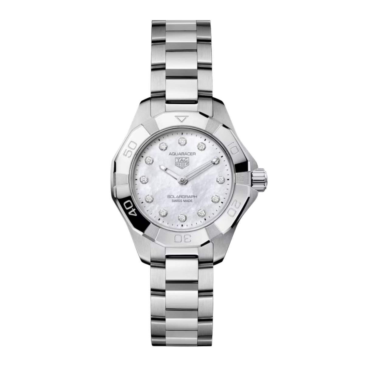 TAG Heuer Aquaracer Solargraph 28mm White Diamond Dial Watch