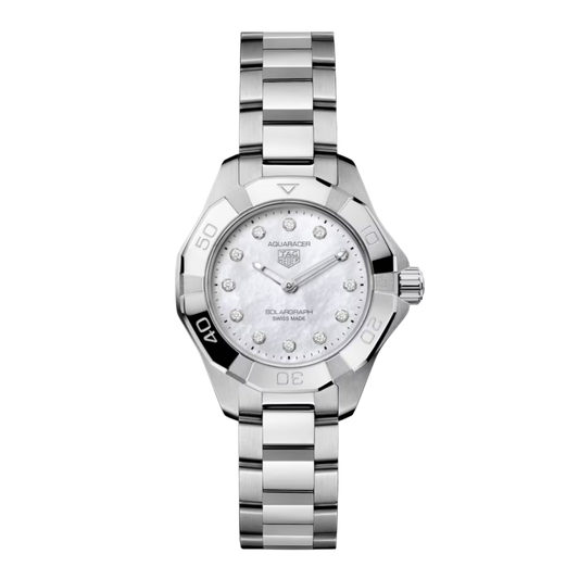 TAG Heuer Aquaracer Solargraph 28mm White Diamond Dial Watch