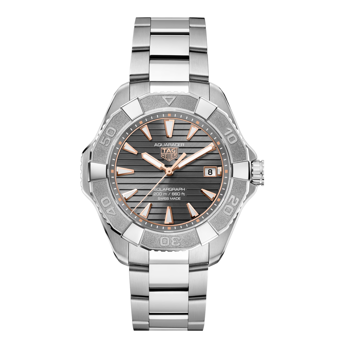 TAG Heuer Aquaracer Solargraph 40mm Grey Dial Watch front view