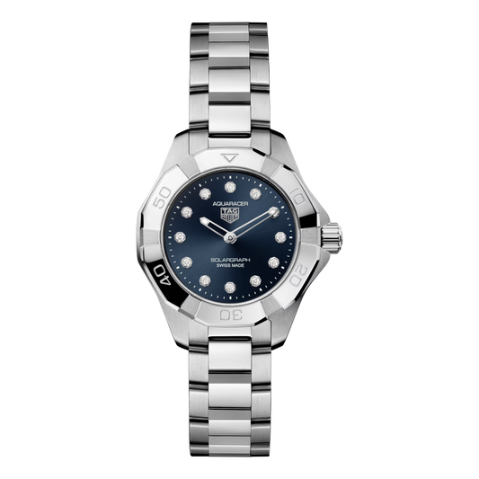 TAG Heuer Aquaracer Solargraph 28mm Blue Diamond Dial Watch
