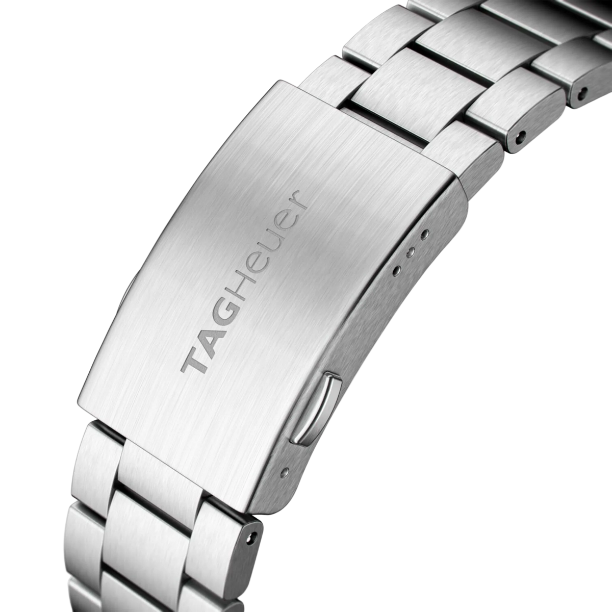rear view showcasing the stainless steel bracelet with a secure clasp, built for durability and all-day comfort