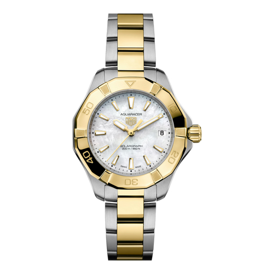 TAG Heuer Aquaracer Solargraph 34mm White Dial Watch