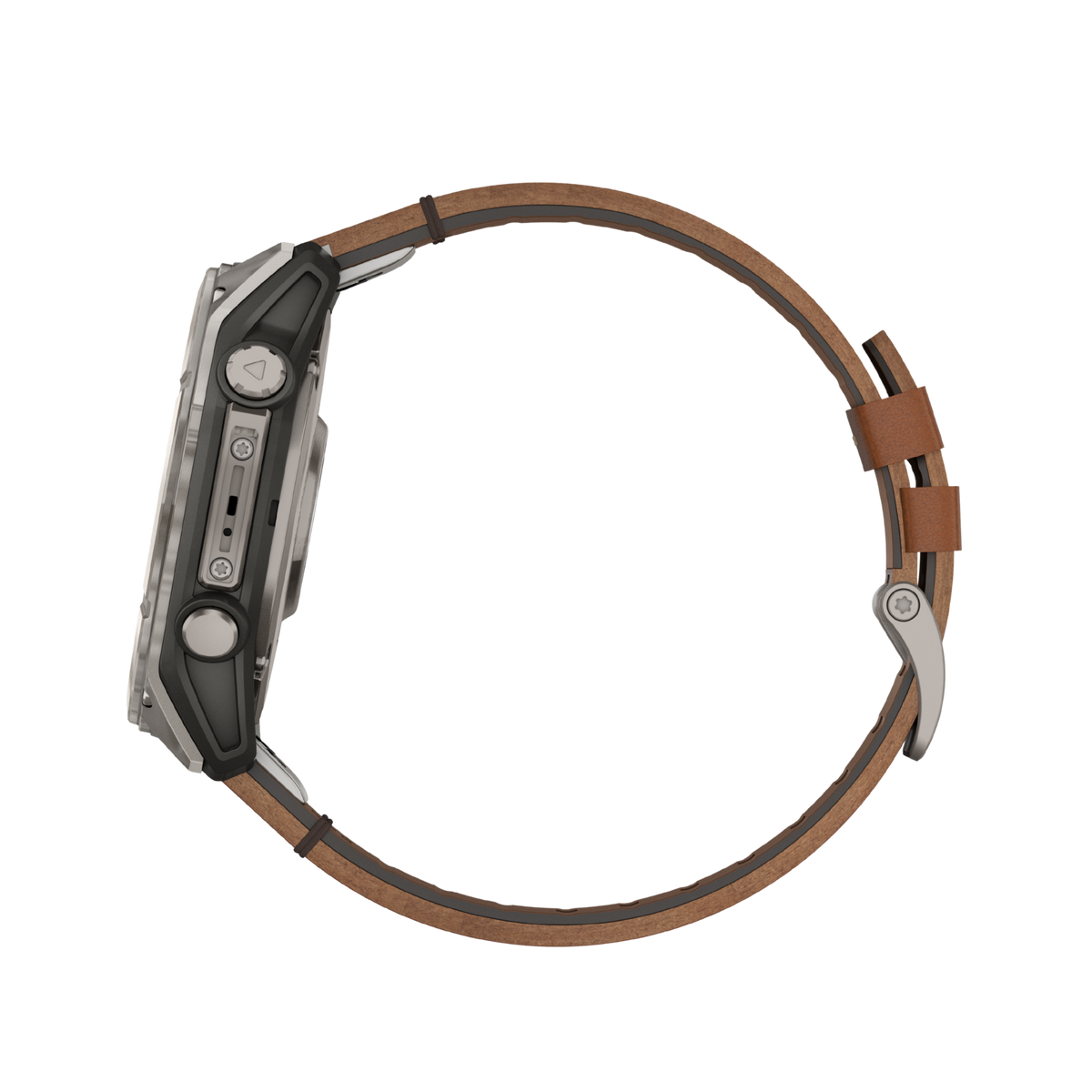 Garmin fēnix 8 51mm premium GPS smartwatch with sapphire crystal, titanium detailing, leather strap and advanced Garmin training features.