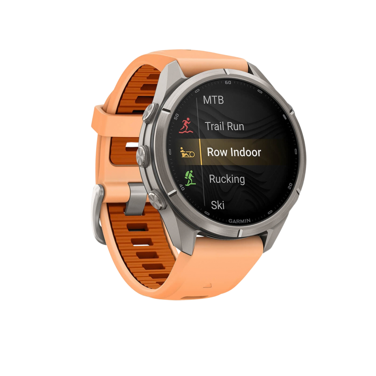 Finished with a distinctive orange silicone strap and water-resistant to 100 metres, it combines premium materials with advanced Garmin technology.