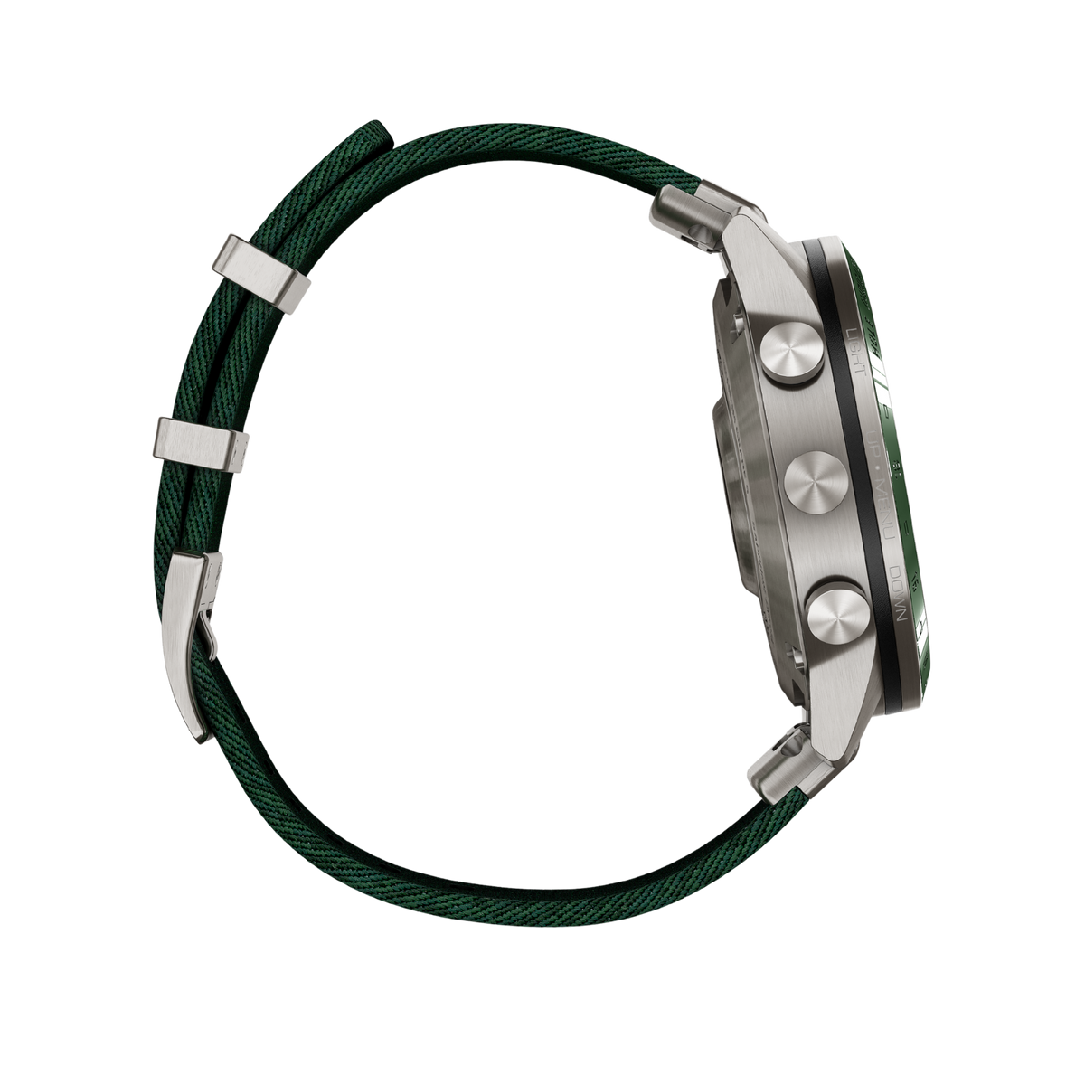 rear case and strap fastening view displaying the titanium caseback, sensor housing, and secure quick-release strap system designed for active adventure wear

