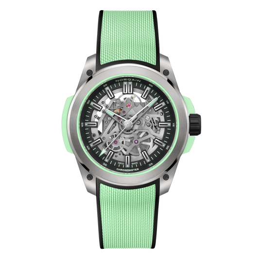 NORQAIN Wild ONE Skeleton Titanium 42mm Mint Green Automatic Watch