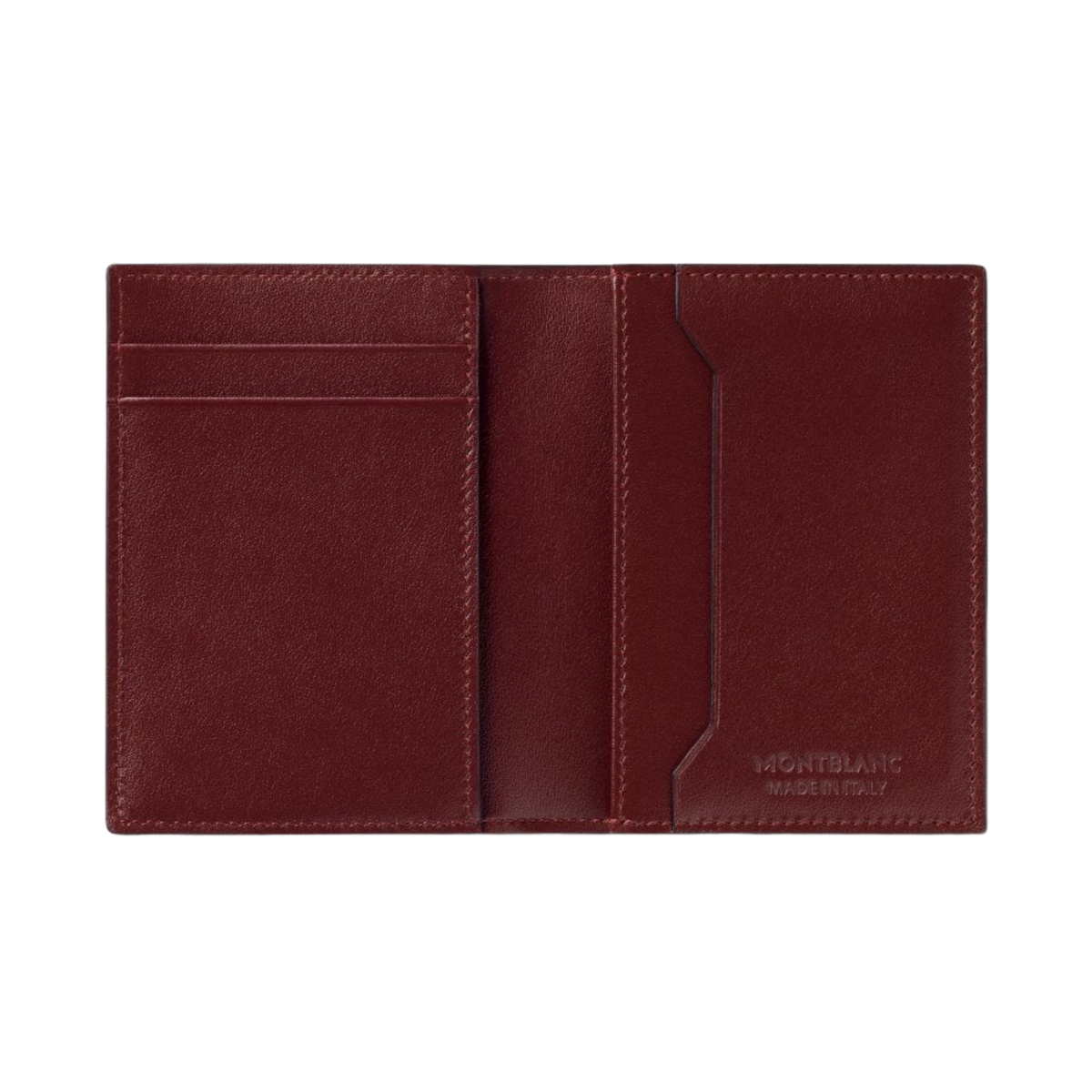 Montblanc Meisterstück black leather card holder featuring four credit card slots, business card compartment and elegant compact design