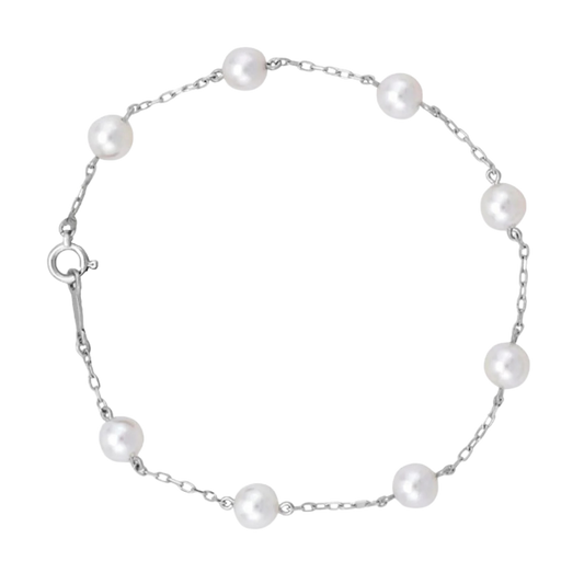 Mikimoto 5.5mm Grade A Akoya Cultured Pearl Chain Bracelet in 18ct White Gold