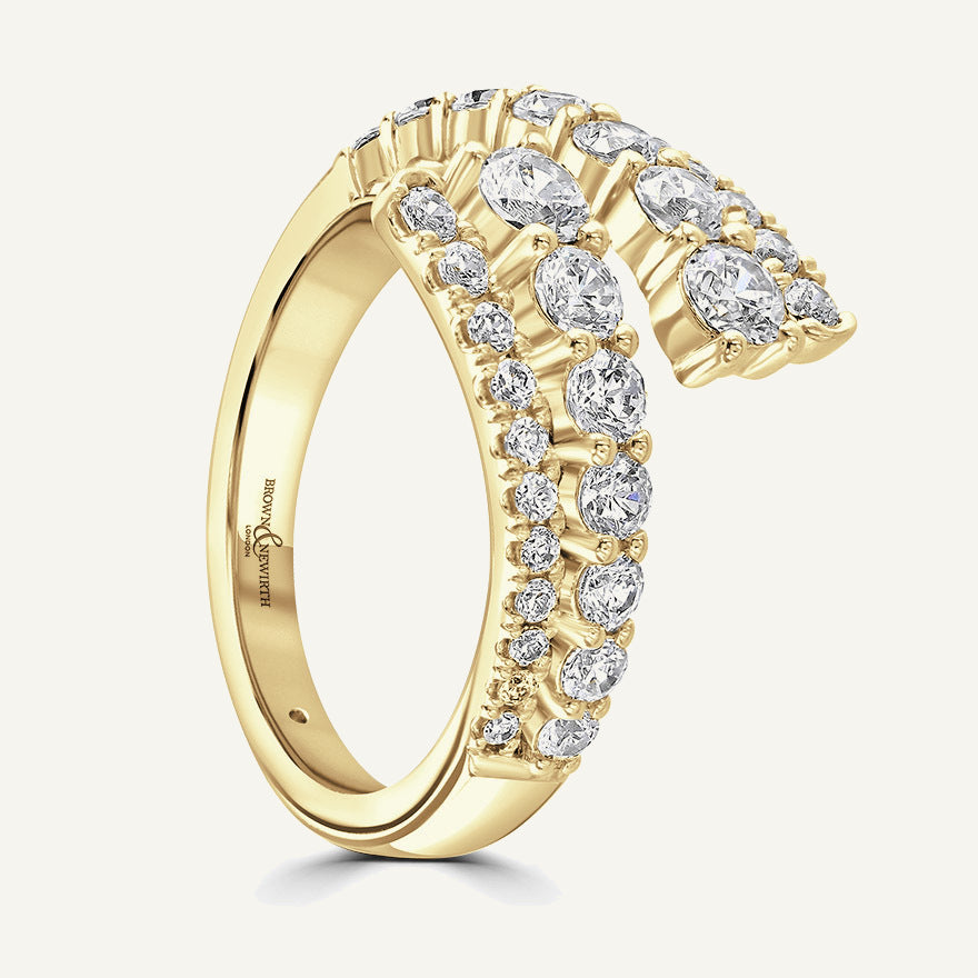 Round Brilliant Cut, Claw, Double Row Bypass Diamond Eternity Ring