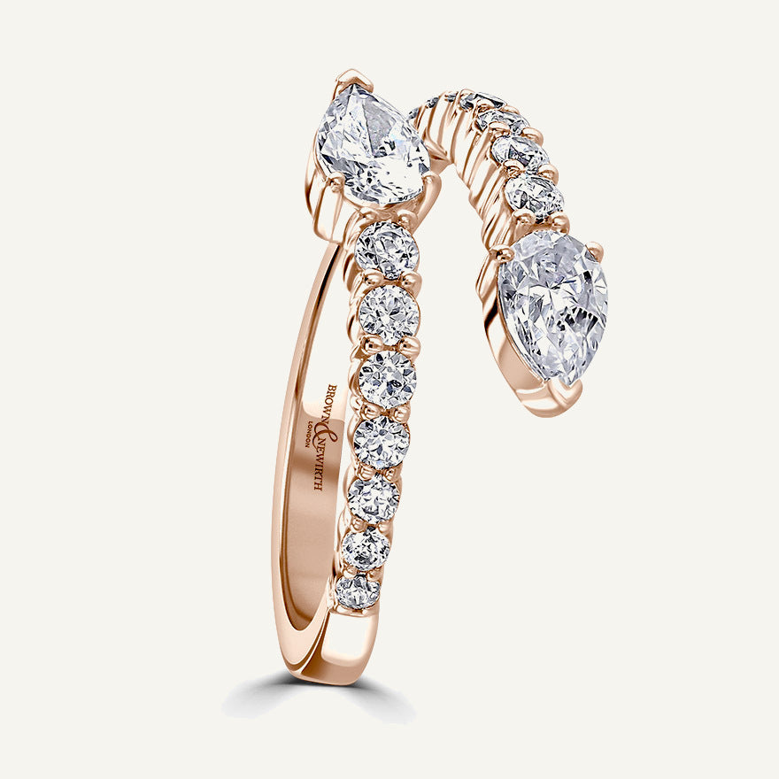 Round Brilliant & Pear Cut, Claw, Bypass Diamond Eternity Ring