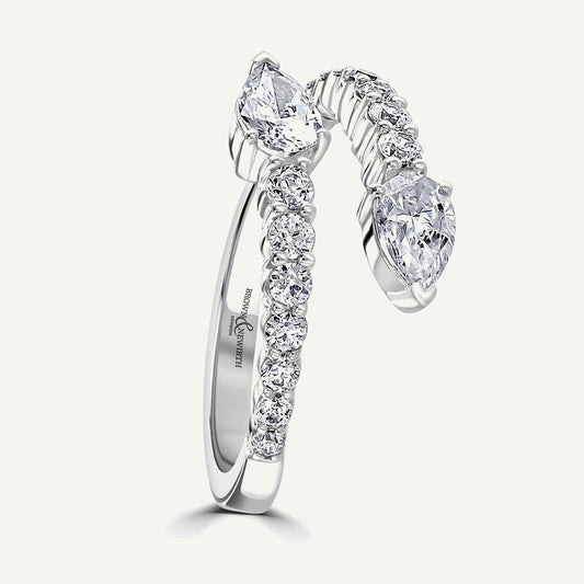 Round Brilliant & Pear Cut, Claw, Bypass Diamond Eternity Ring