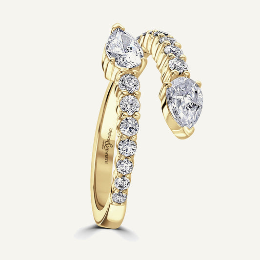 Round Brilliant & Pear Cut, Claw, Bypass Diamond Eternity Ring