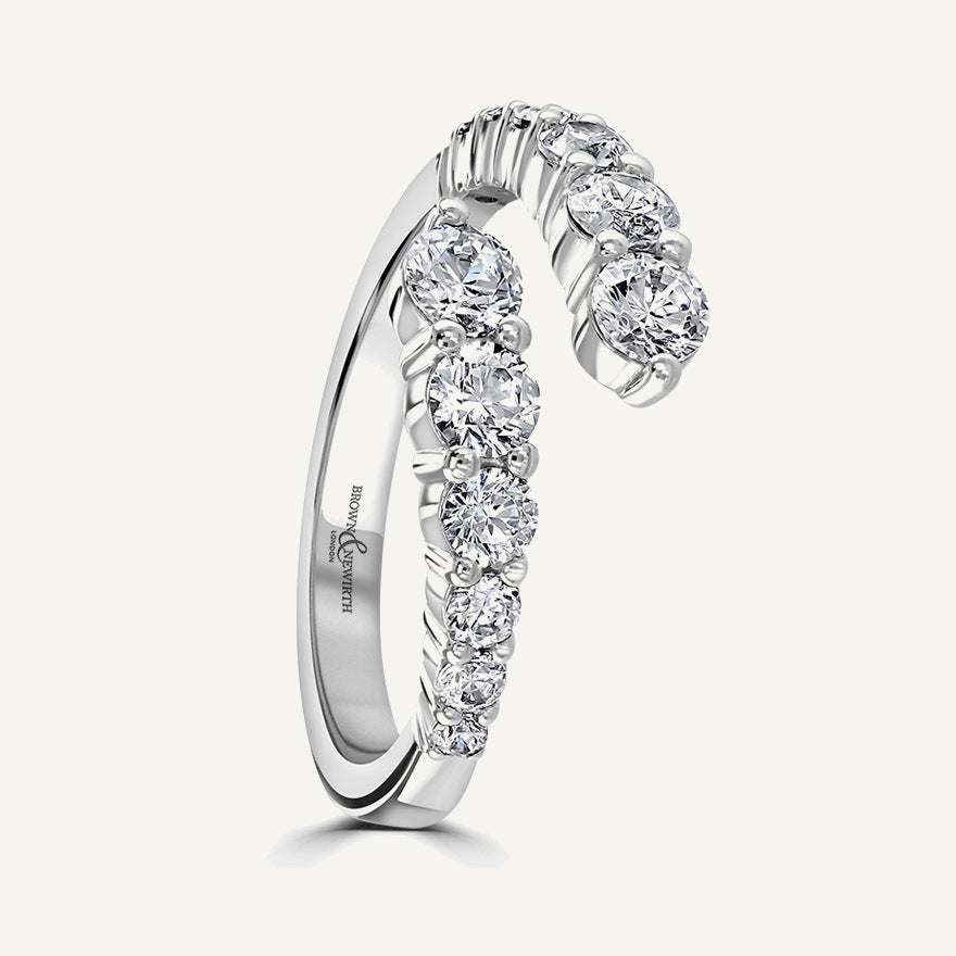 Round Brilliant Cut, Claw, Graduated Bypass Diamond Eternity Ring