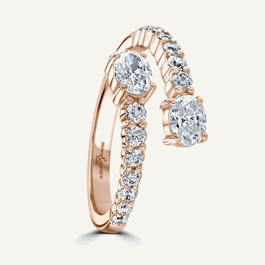 Round Brilliant & Oval Cut, Claw, Bypass Diamond Eternity Ring