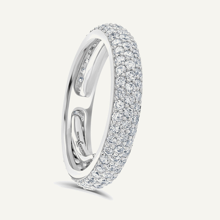 Round Brilliant Cut, Micro Pave, Adjustable Diamond Eternity Ring