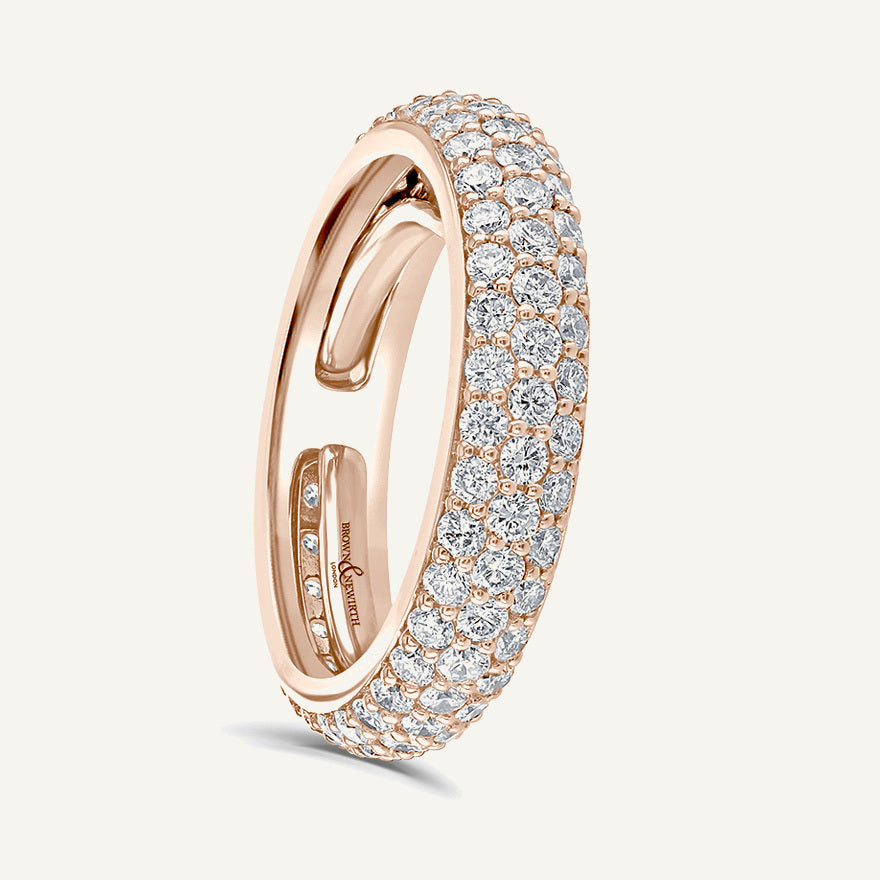 Round Brilliant Cut, Micro Pave, Adjustable Diamond Eternity Ring