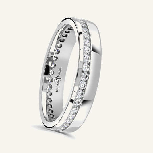 Round Brilliant Cut, Channel, Offset Diamond Eternity Ring