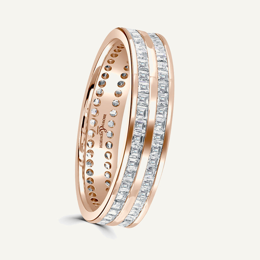 Princess Cut, Channel, Double Row Diamond Eternity Ring