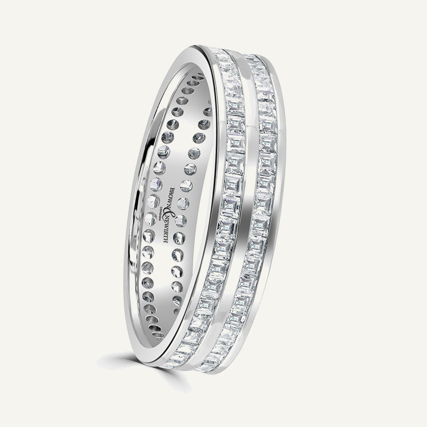 Princess Cut, Channel, Double Row Diamond Eternity Ring