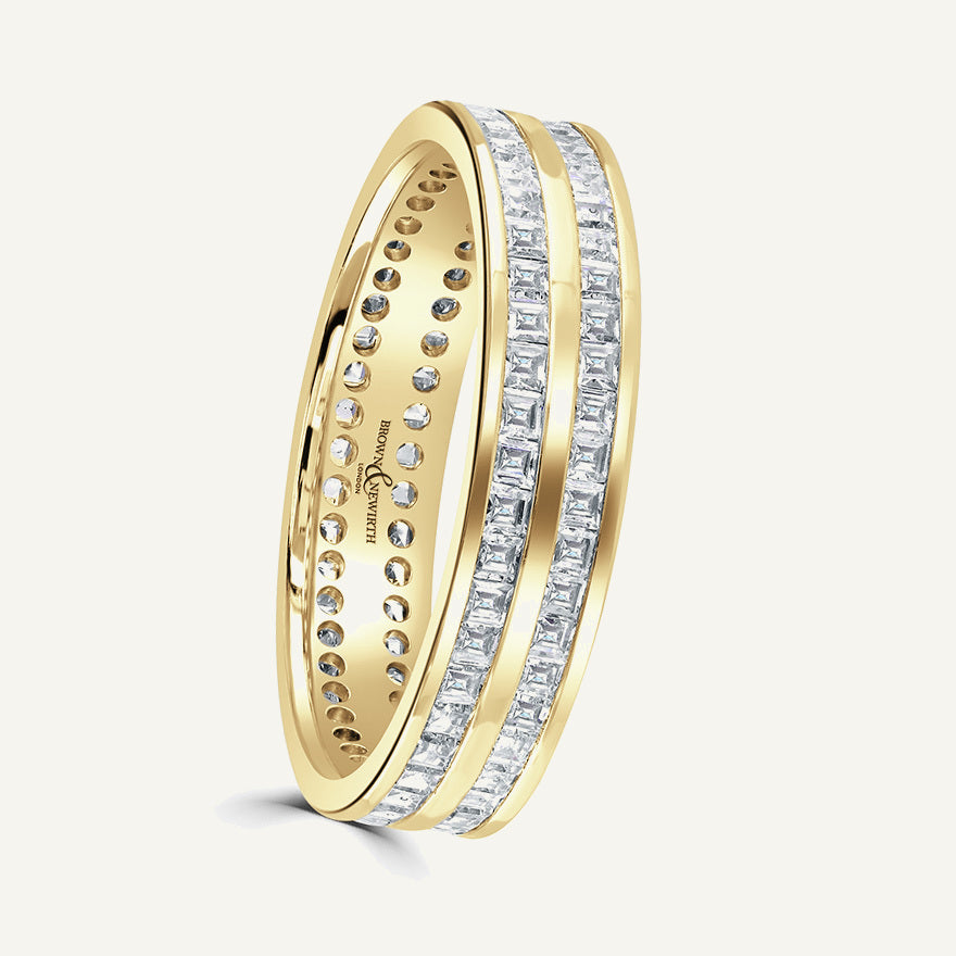 Princess Cut, Channel, Double Row Diamond Eternity Ring