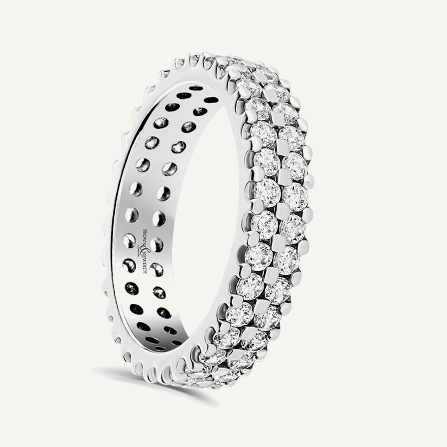 Round Brilliant Cut, Claw, Double Row Diamond Eternity Ring