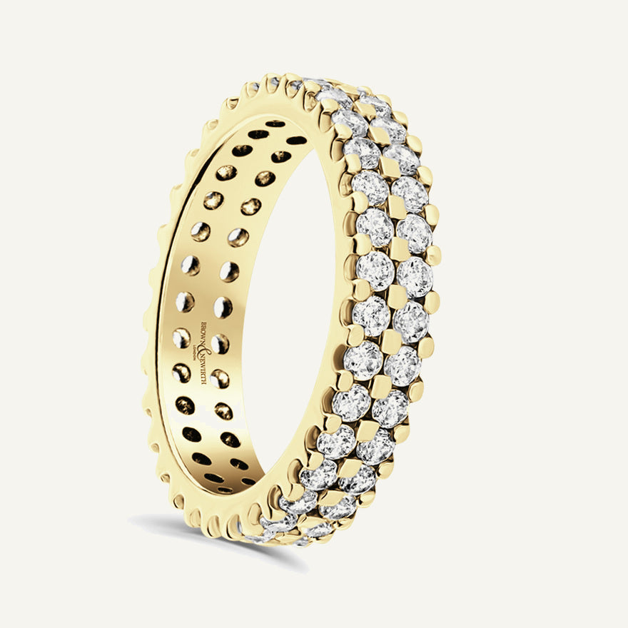 Round Brilliant Cut, Claw, Double Row Diamond Eternity Ring