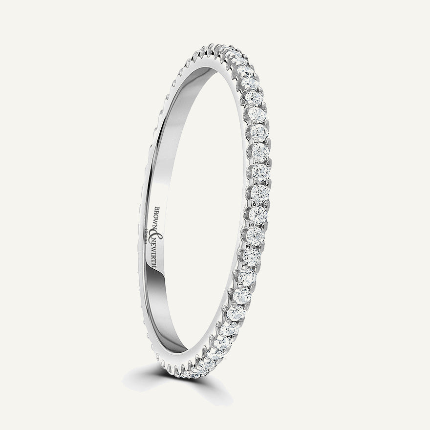 Round Brilliant Cut, Single Claw, Courted Diamond Eternity Ring