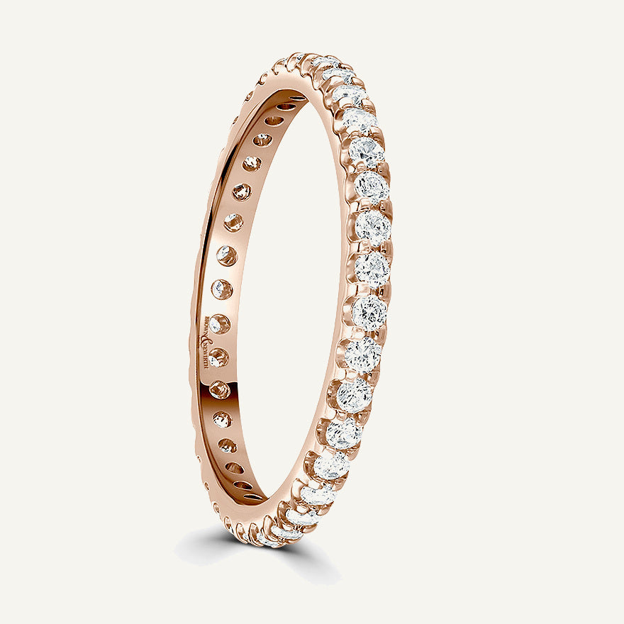 Round Brilliant Cut, Single Claw, Courted Diamond Eternity Ring