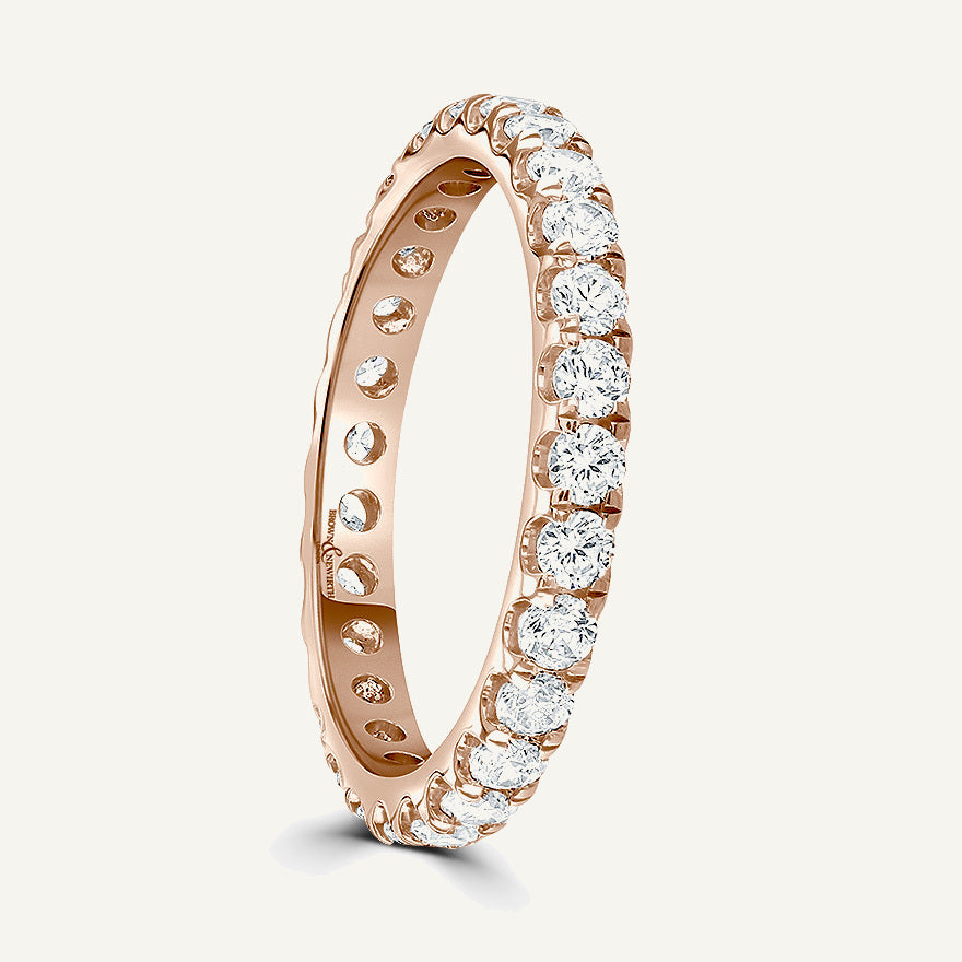 Round Brilliant Cut, Split Claw, Courted Diamond Eternity Ring