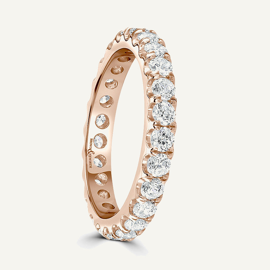 Round Brilliant Cut, Split Claw, Courted Diamond Eternity Ring