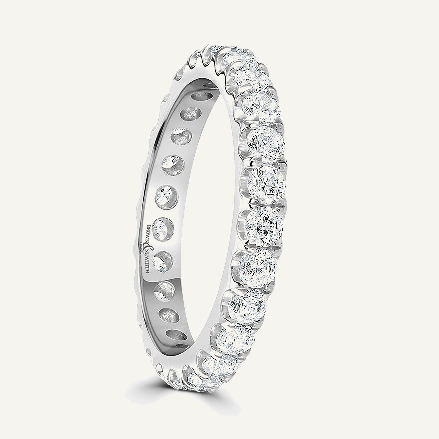 Round Brilliant Cut, Split Claw, Courted Diamond Eternity Ring