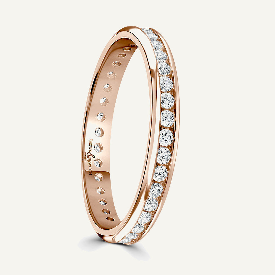Round Brilliant Cut, Channel, Courted Diamond Eternity Ring