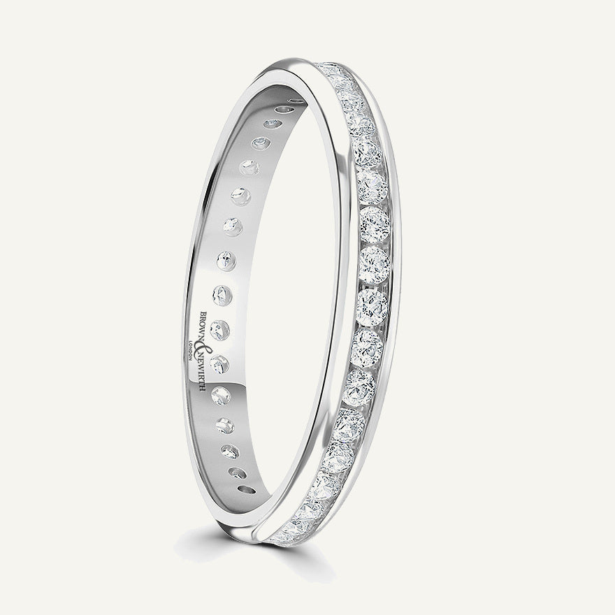 Round Brilliant Cut, Channel, Courted Diamond Eternity Ring