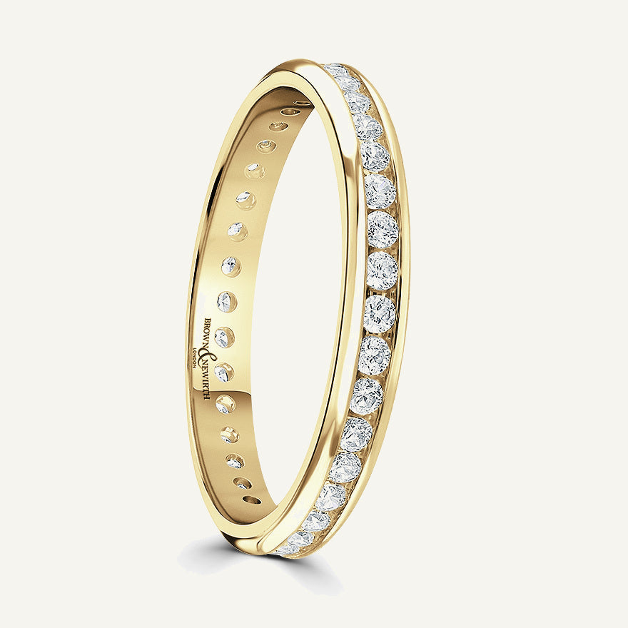 Round Brilliant Cut, Channel, Courted Diamond Eternity Ring
