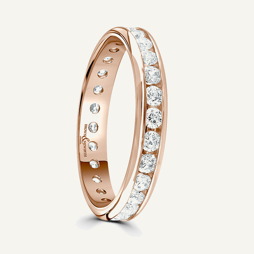 Round Brilliant Cut, Channel, Courted Diamond Eternity Ring