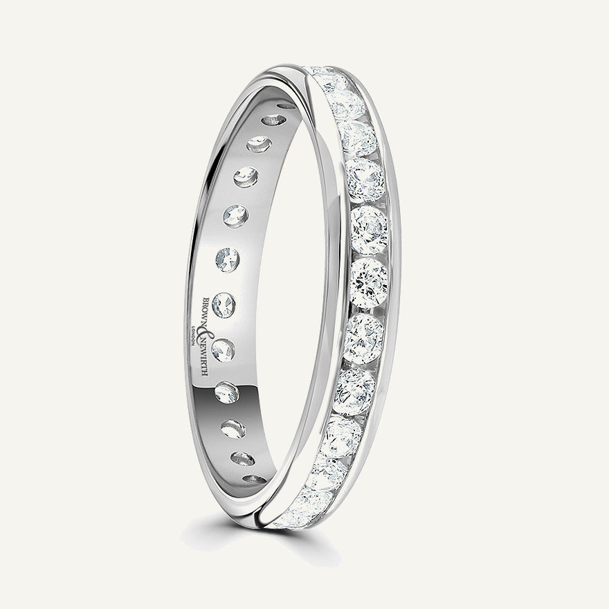 Round Brilliant Cut, Channel, Courted Diamond Eternity Ring