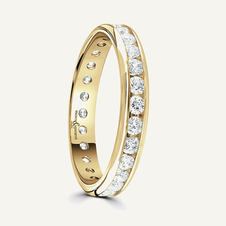 Round Brilliant Cut, Channel, Courted Diamond Eternity Ring
