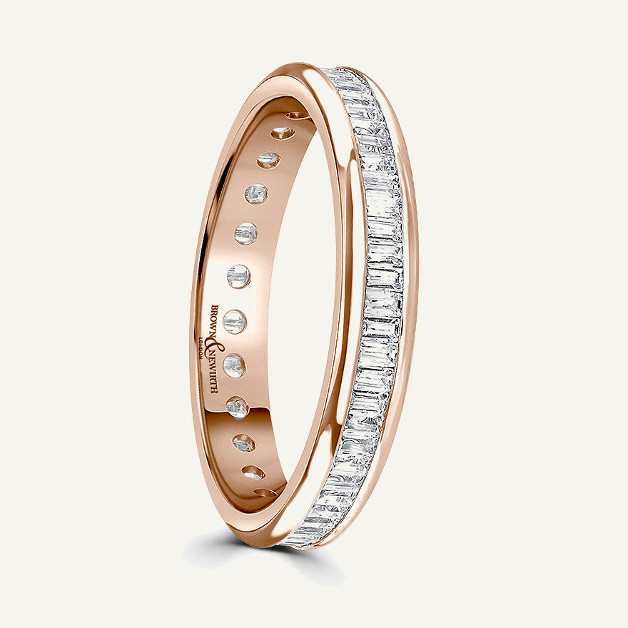 Baguette Cut, Channel, Courted Diamond Eternity Ring