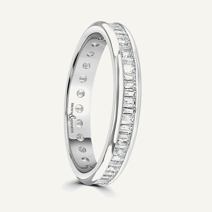 Baguette Cut, Channel, Courted Diamond Eternity Ring