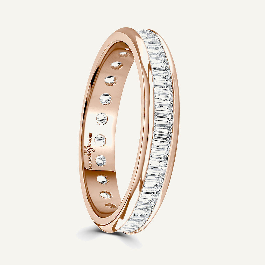 Baguette Cut, Channel, Courted Diamond Eternity Ring