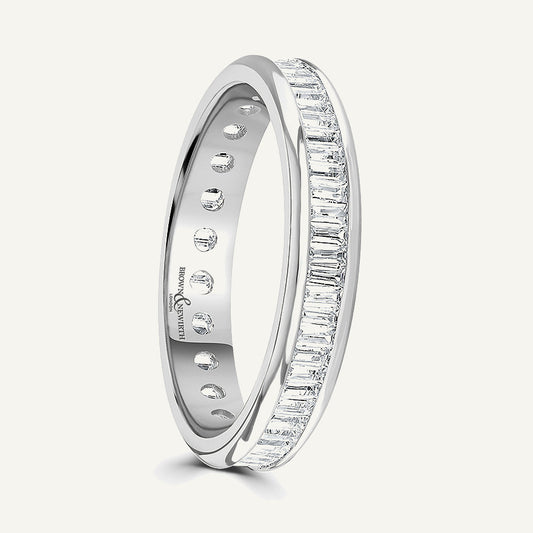 Baguette Cut, Channel, Courted Diamond Eternity Ring