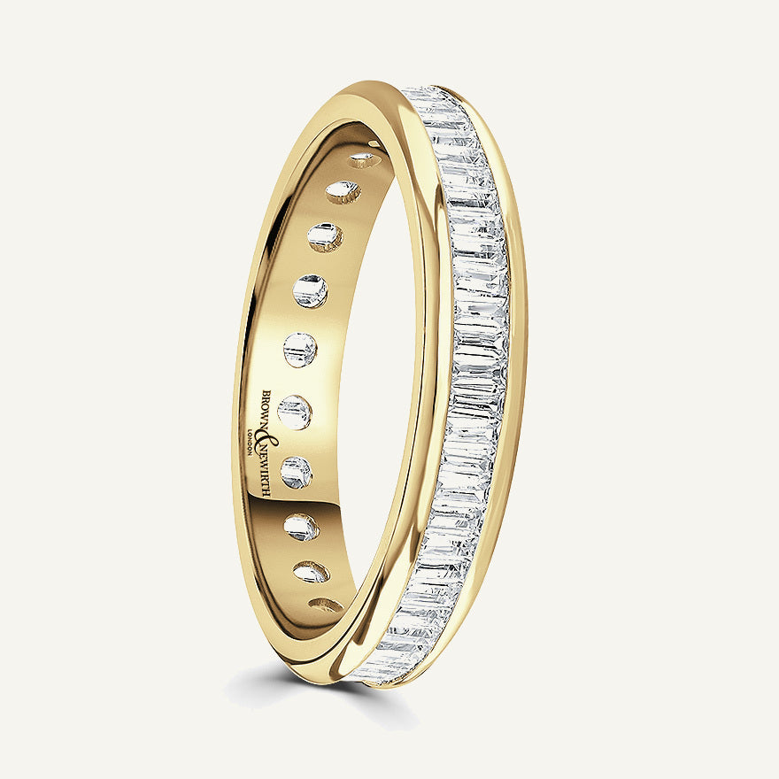 Baguette Cut, Channel, Courted Diamond Eternity Ring