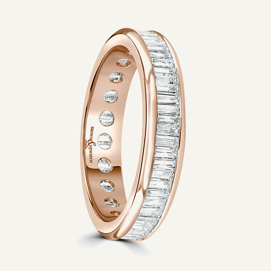 Baguette Cut, Channel, Courted Diamond Eternity Ring