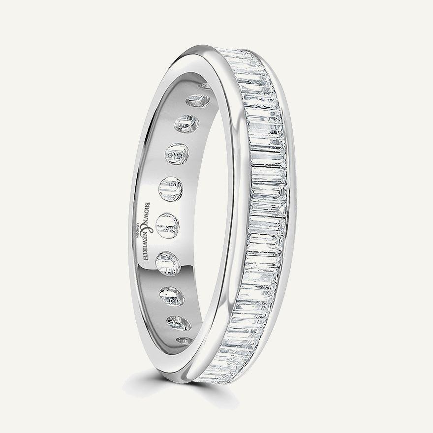 Baguette Cut, Channel, Courted Diamond Eternity Ring