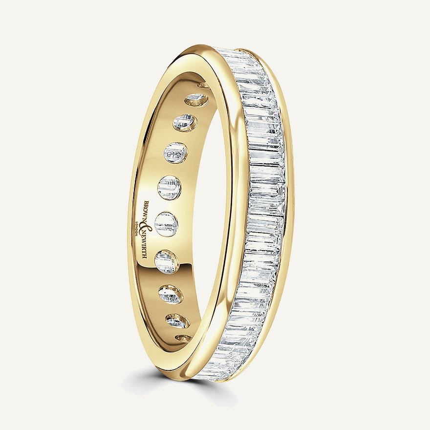 Baguette Cut, Channel, Courted Diamond Eternity Ring