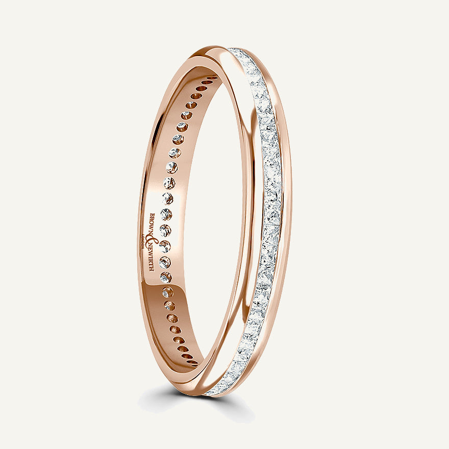 Princess Cut, Channel, Courted Diamond Eternity Ring