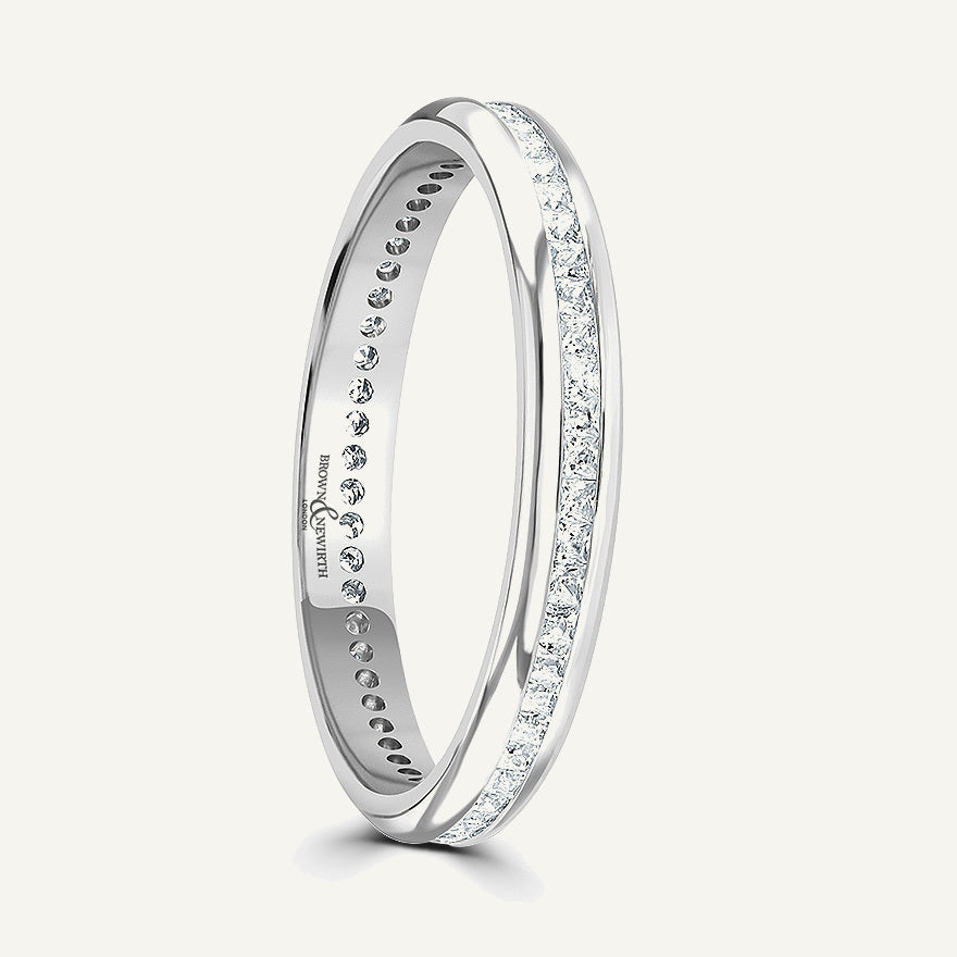 Princess Cut, Channel, Courted Diamond Eternity Ring